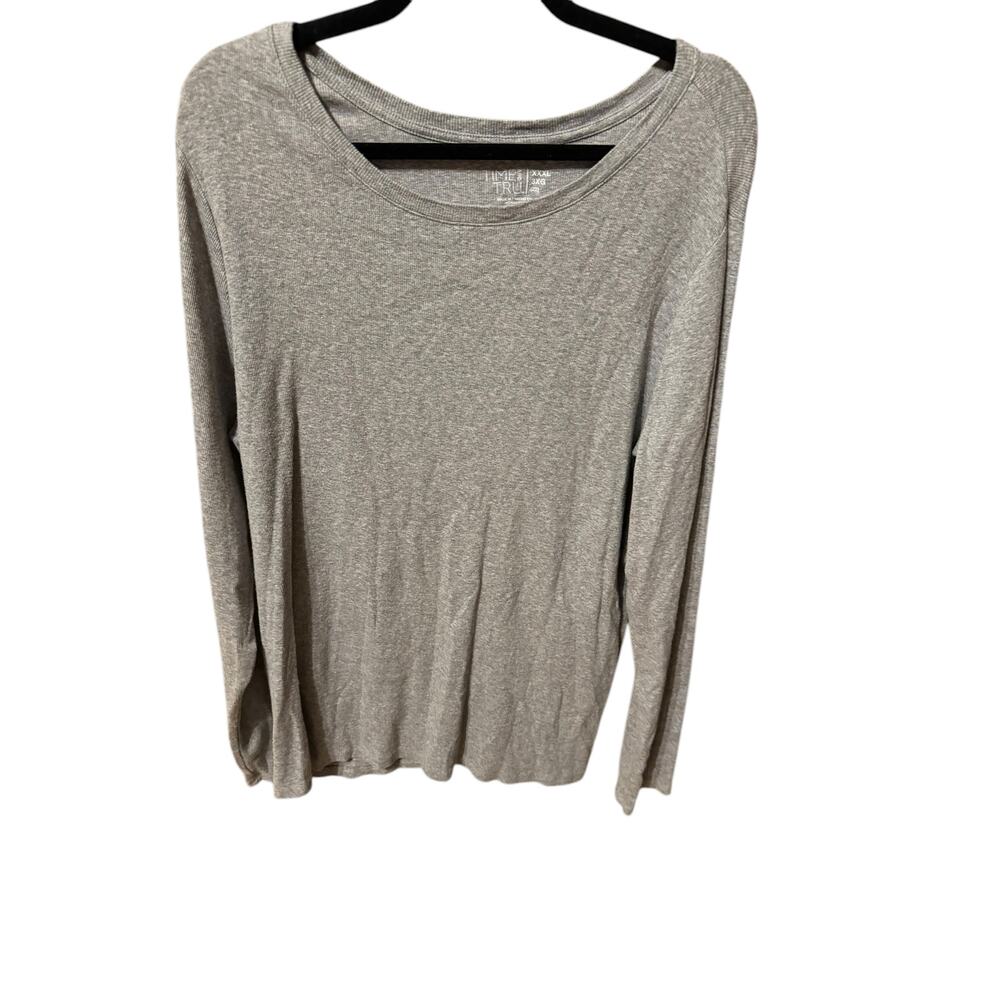 Time and True Gray Thermal Round Neck Long Sleeve Pullover Women's Size 3X EUC